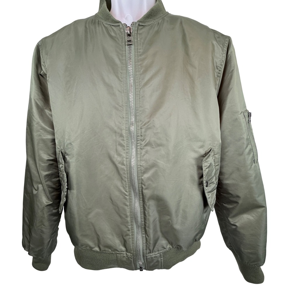 Avidace M Olive Green MA-1 Flight Bomber Jacket Quilted Lined Military Zip Mens - Picture 1 of 12